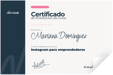 Certificado de finalización avalado por Nati Guida